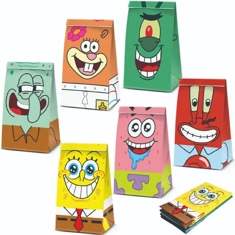 Spongebob Party Bags | Paper Treat Design | Carry Handle | Kids Birthday