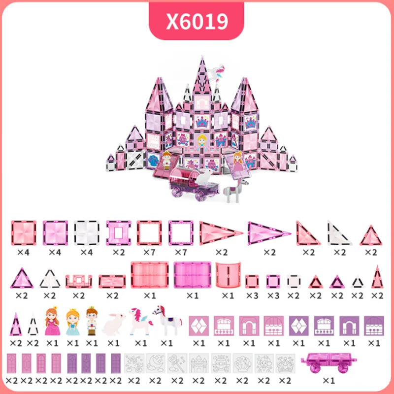 Magnetic Tiles | Educational Blocks | Castle Theme | 37/46/58/72/116 Pcs