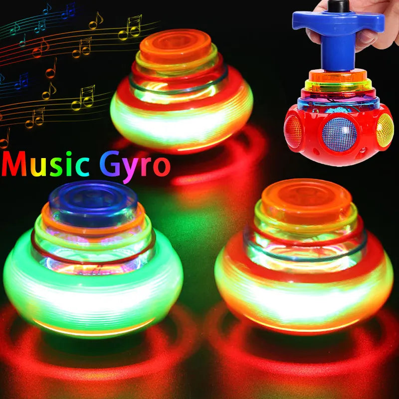 Colorful LED Music Spinning Gyro Toy for Kids - Light-Up Bagged Goodie Filler - ToylandEU