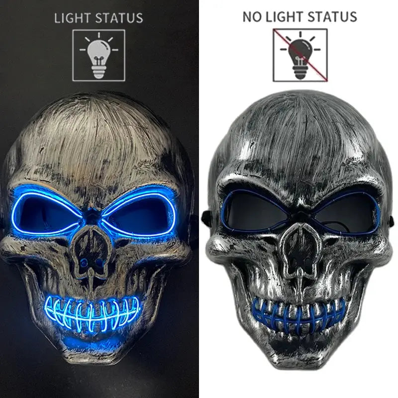 Evil Skull Mask Halloween Carnival Masquerade Haunted House Scary Decoration Cosplay Skeleton Scary Theme Party Light Up Mask - ToylandEU