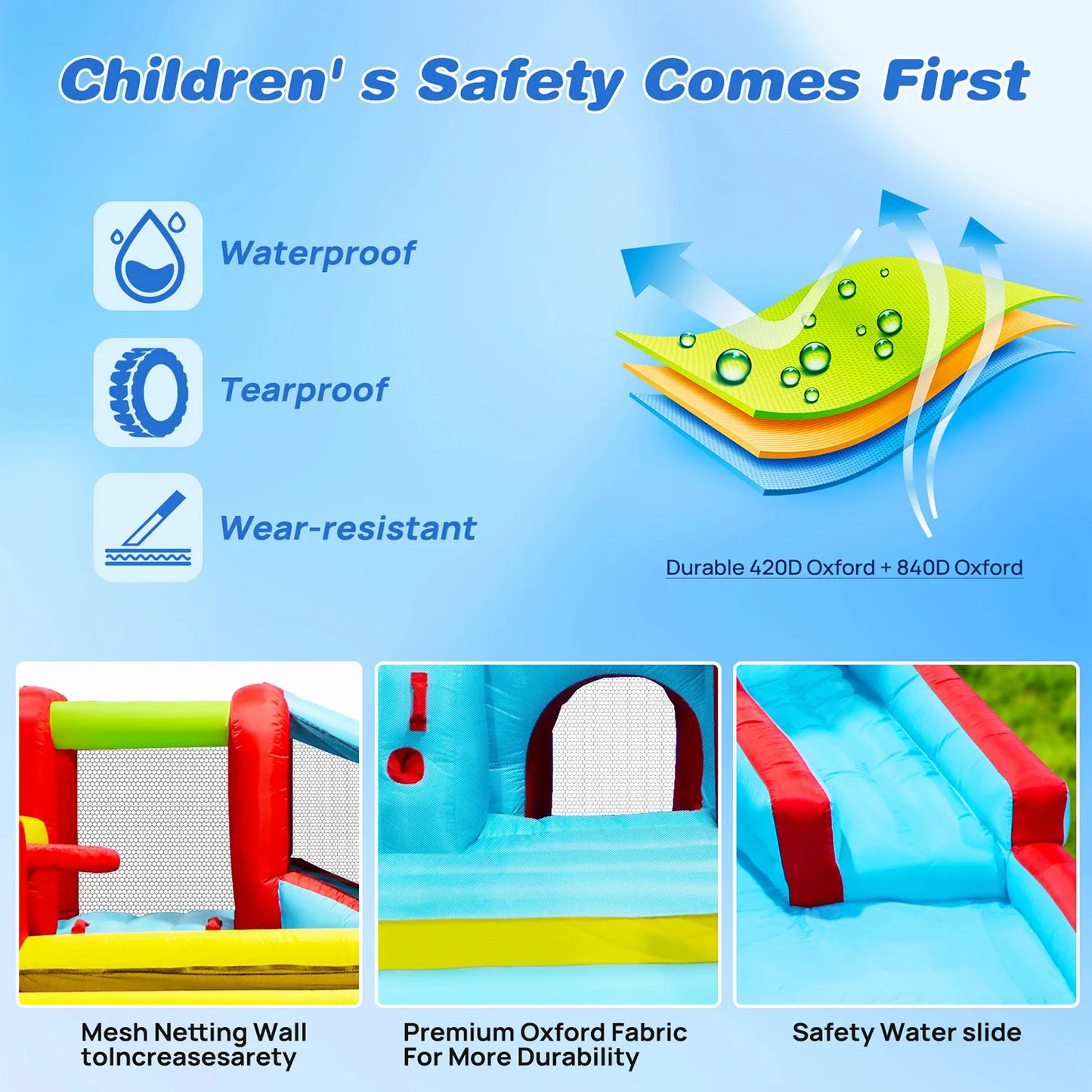 Inflatable Water Slide With Blower For Backyard Fun