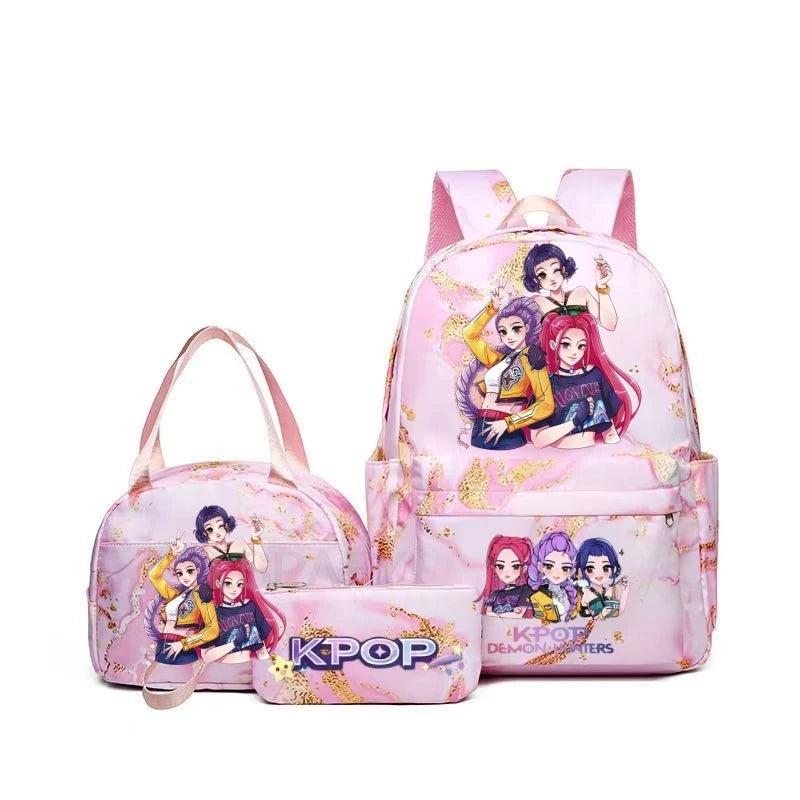 Pink Demon Hunter Backpack For Teens With Durable School Bag