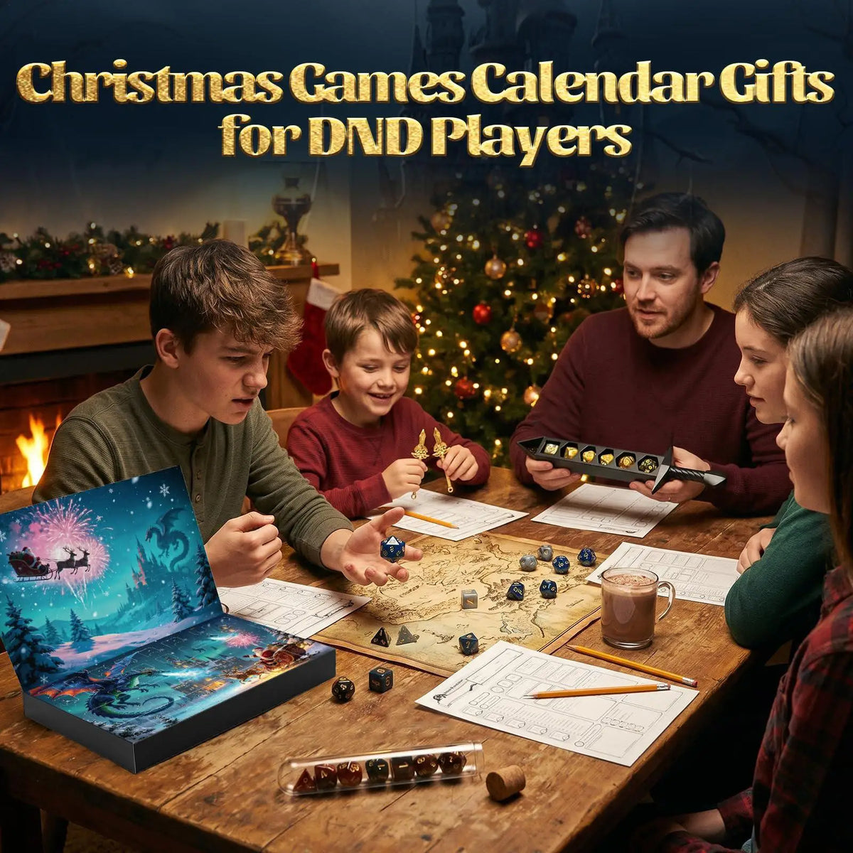 Advent Calendar | 24 Day RPG Dice Set | Display Stand And Storage Tube | Gift For Tabletop Gamers