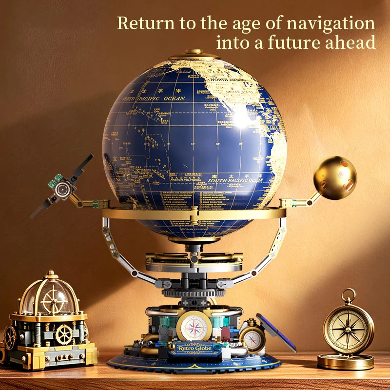 Globe Building Blocks | Steam Powered Model | Interlocking Pieces | STEM Gift
