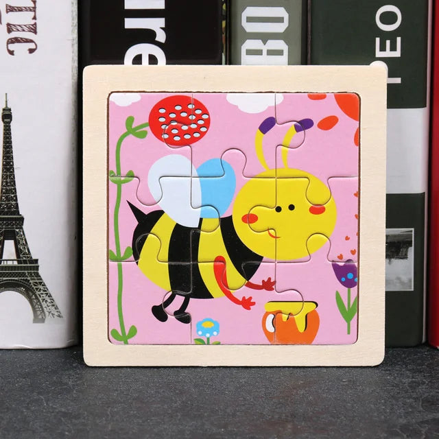 3D Wooden Puzzle | 11x11cm | Animal and Vehicle Cartoon Theme | Unisex