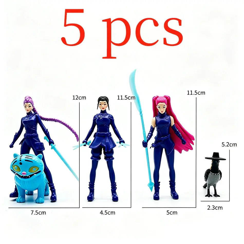 K-pop Demon Hunter Girl Group Chibi Figure Set, Girl Group Character Dolls with Weapon Accessories, Desktop Decoration Gift - ToylandEU