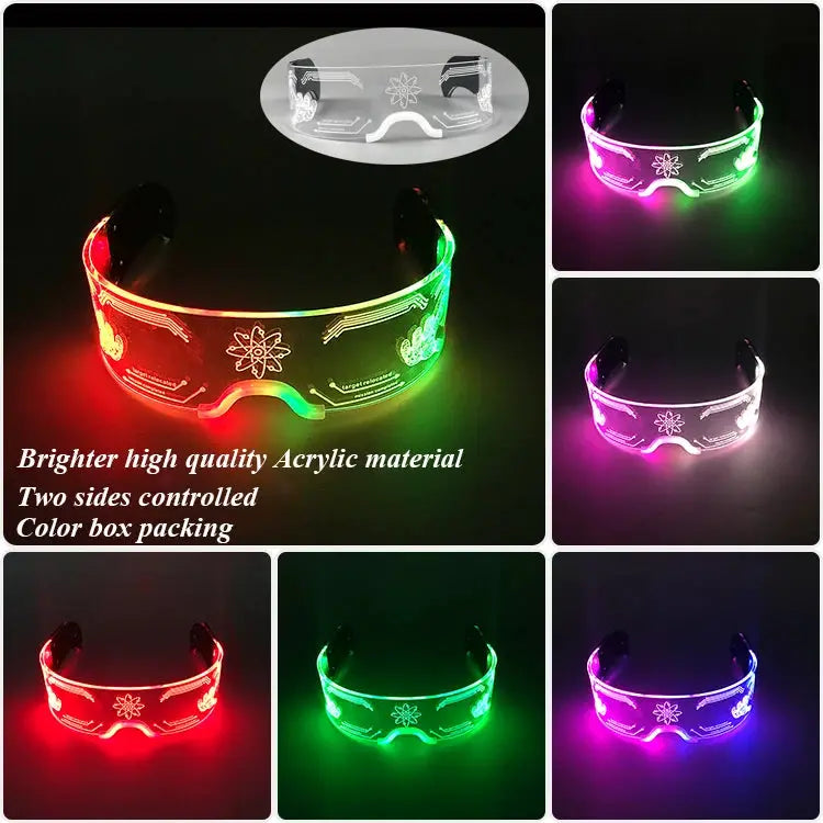 Luminous Glasses 7 Colors and 4 Modes Cyberpunk Glasses Futuristic Sunglasses rave Accesories for man women cospaly supplies - ToylandEU