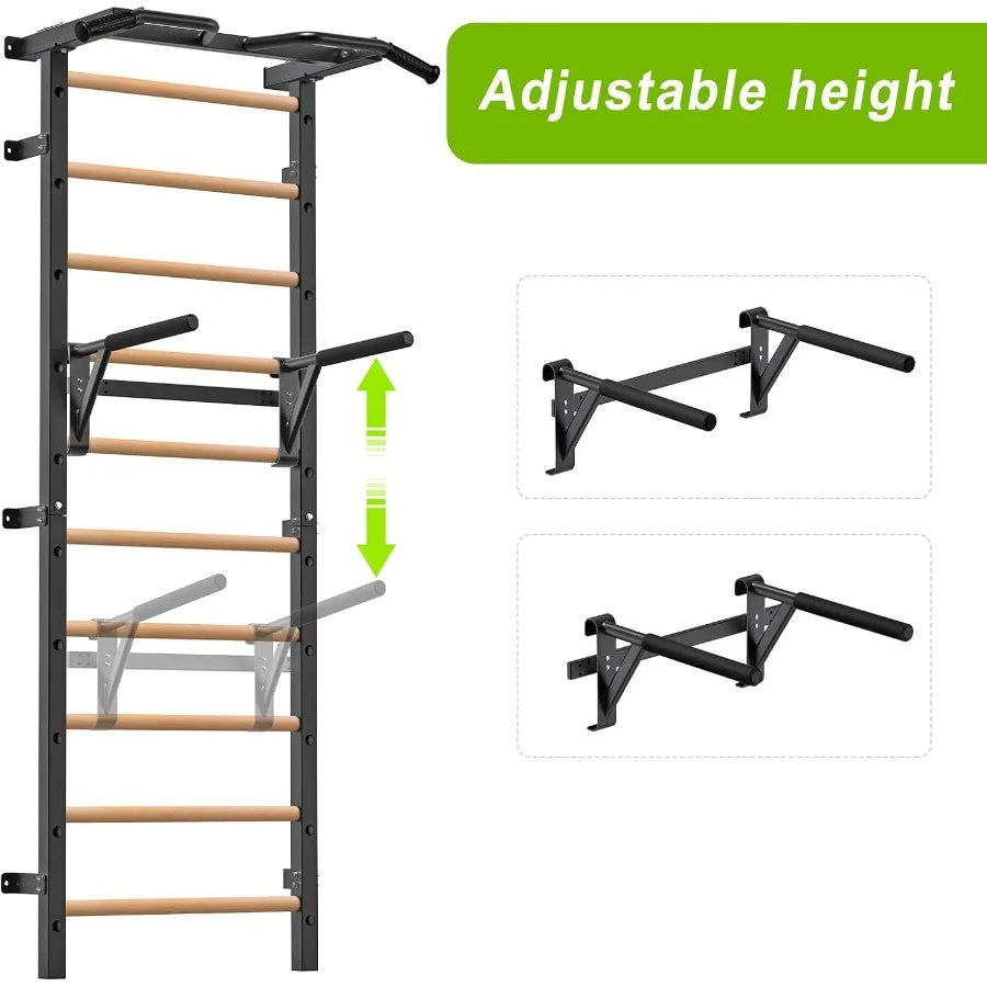 Swedish Ladder With Wall Mounted Pull Up Bar Pro Fitness