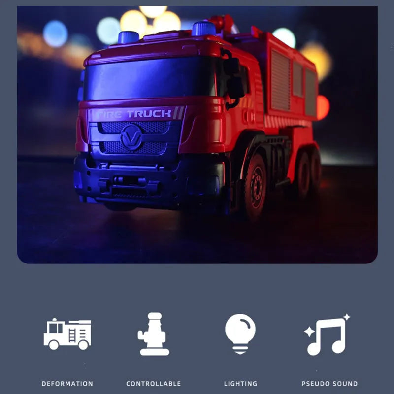 Adaptable RC Fire Truck Toy with Water Spray and Remote Control - ToylandEU