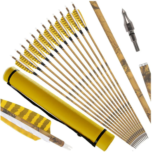 Carbon Arrows | 30 Inch | 500 Spine | 4 Inch Natural Feather | 12 Pack