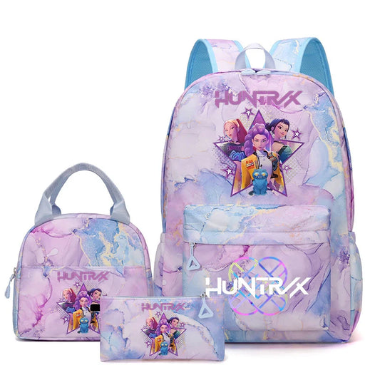 Anime 3piece Lunch Bag | Pencil Case | Backpack | Purple