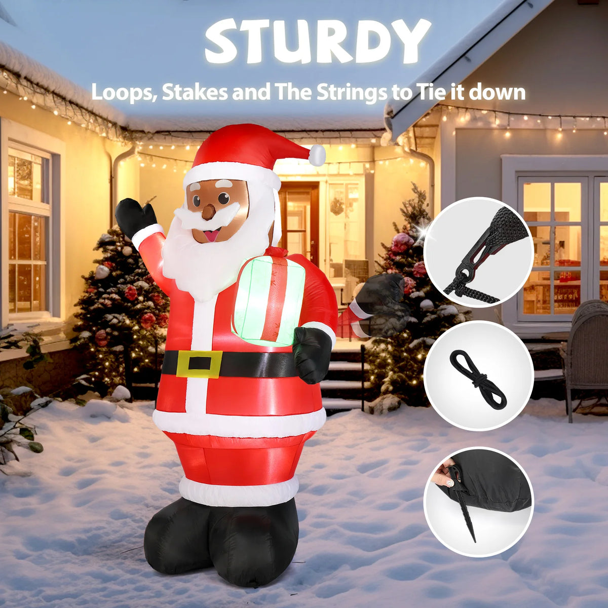 Christmas Inflatable | 7 Ft | Led Lights | Santa Yard Decor