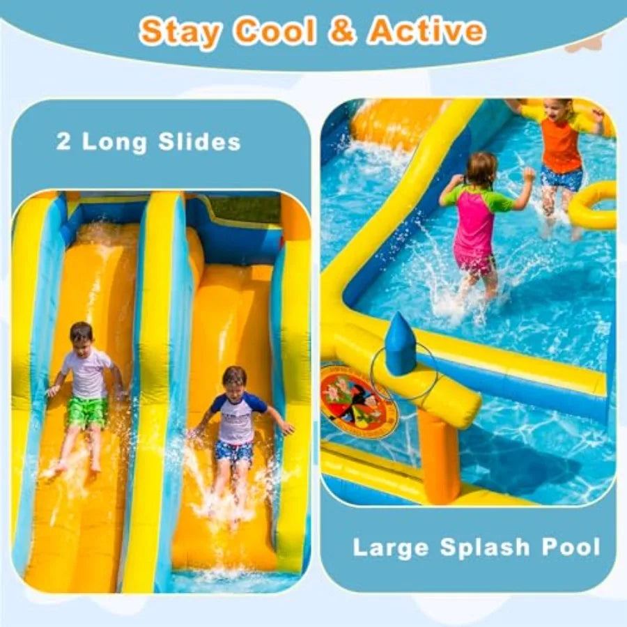 Giant Inflatable Water Slide for Backyard Fun with Dual Slides