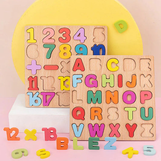 3D Wooden Toys Number Letter Shape Cognition Early Education Toys - ToylandEU