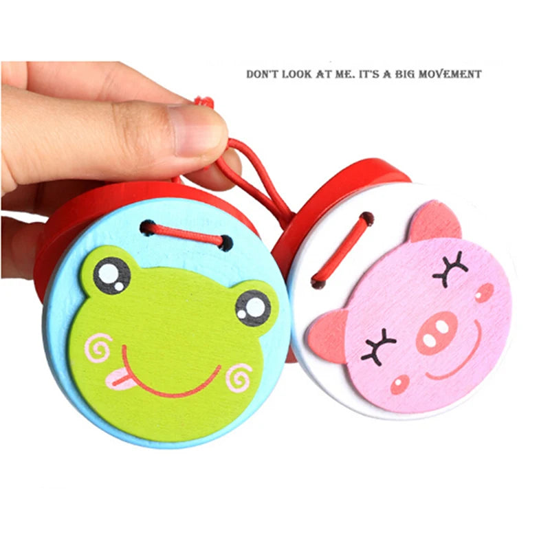 Cute Castanets Musical Instrument Toys Kids Wooden Clapper Handle Baby