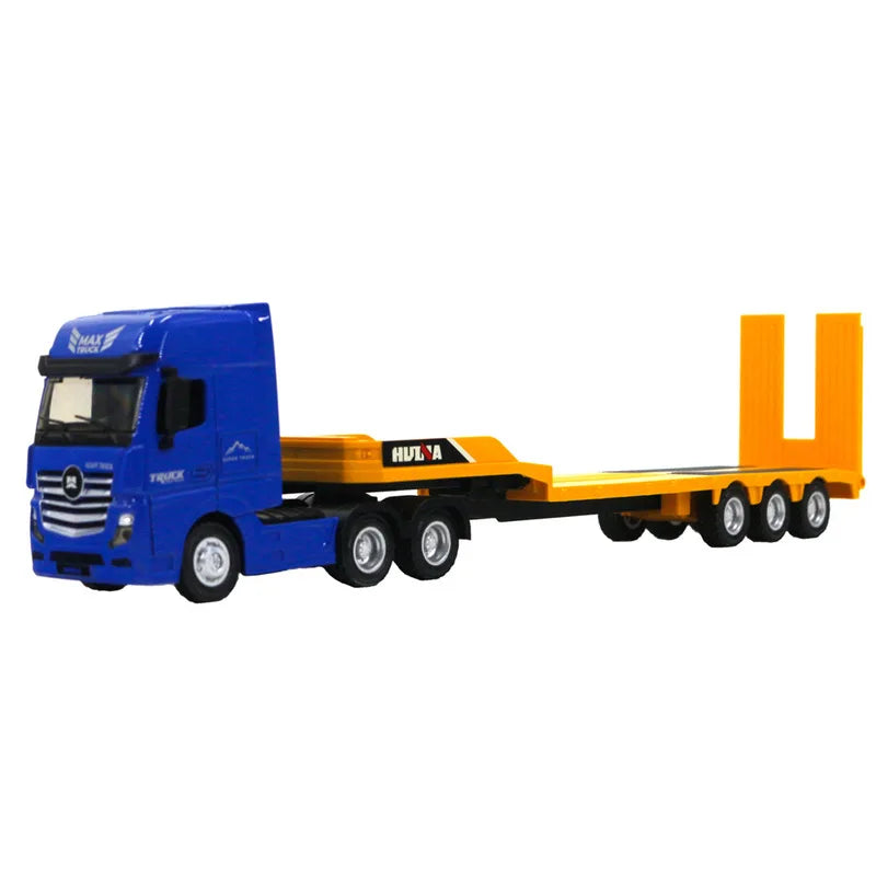 1:50 Scale  1730 Semi-Alloy Model Truck with Flat Trailer 12, Yellow/Orange - ToylandEU