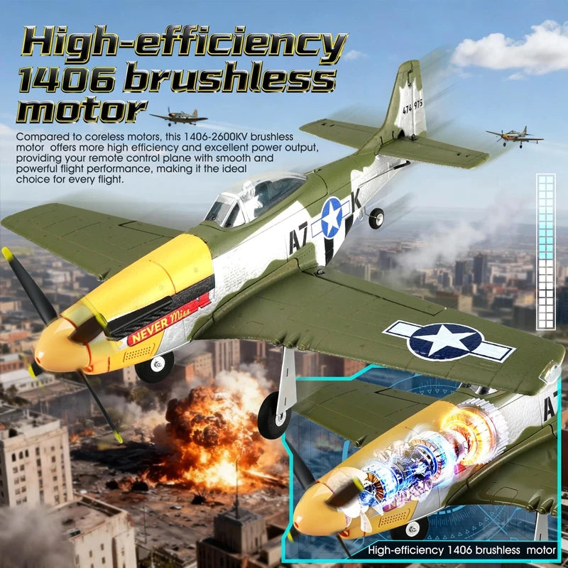 P51D Mustang Rc Plane | 5 Channel Brushless | Fixed Wing | Ready To Fly