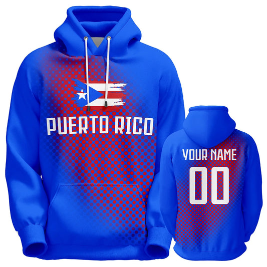 Personalized Puerto Rico Soccer Hoodie with Flag Design - Custom Name & Number Sweatshirt for Fans - Unisex Pullover Gift for All Ages