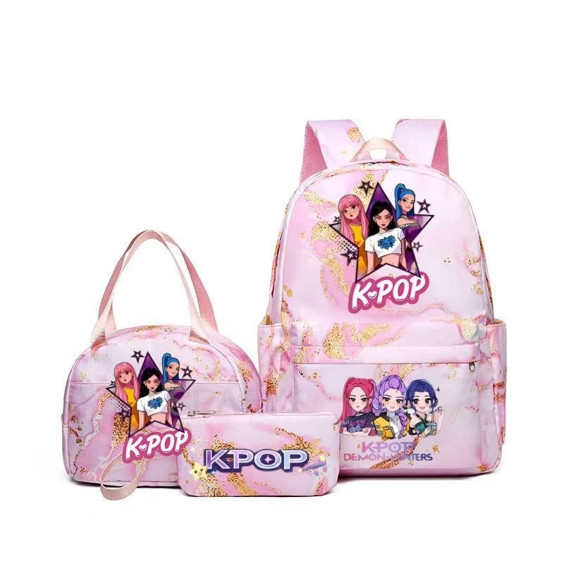 Pink Demon Hunter Backpack For Teens With Durable School Bag