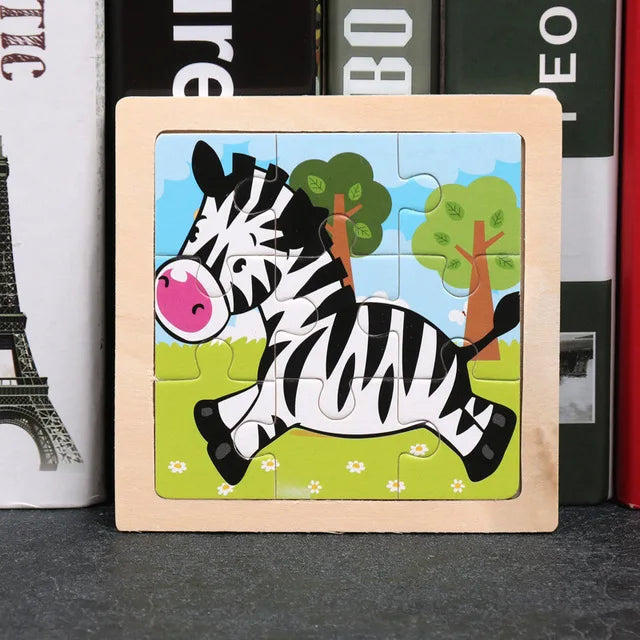 Wooden Jigsaw Puzzle | 11x11 cm | 3D Puzzle | Animal Cartoon Theme