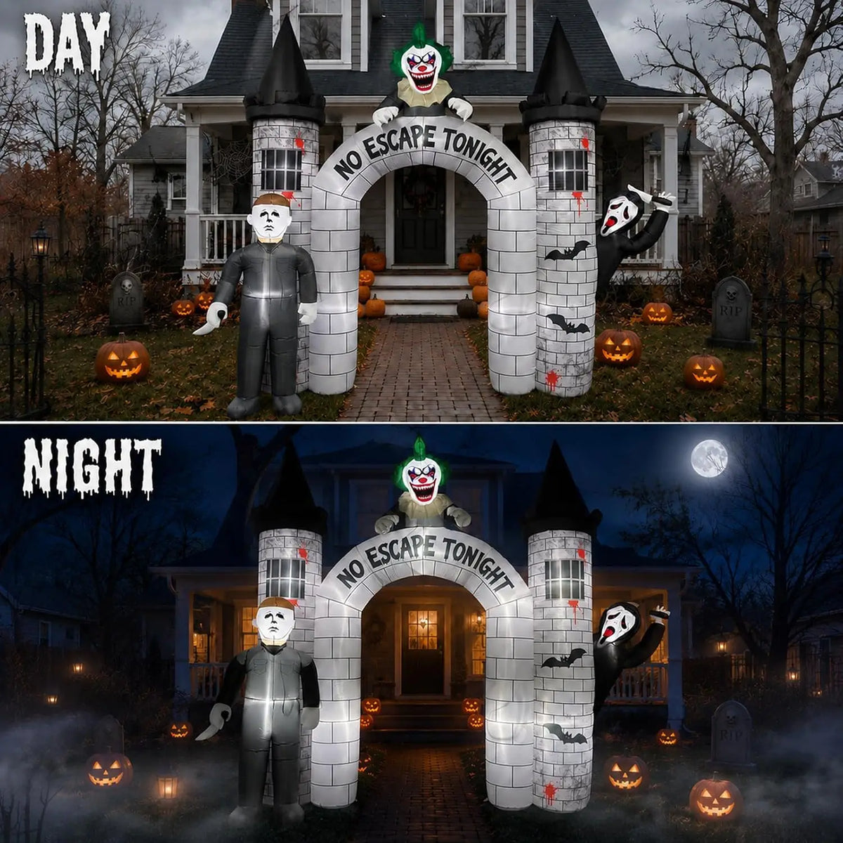 Halloween Inflatable Arch | Built In Led Lights | 10 Foot Tall | Lawn Decor