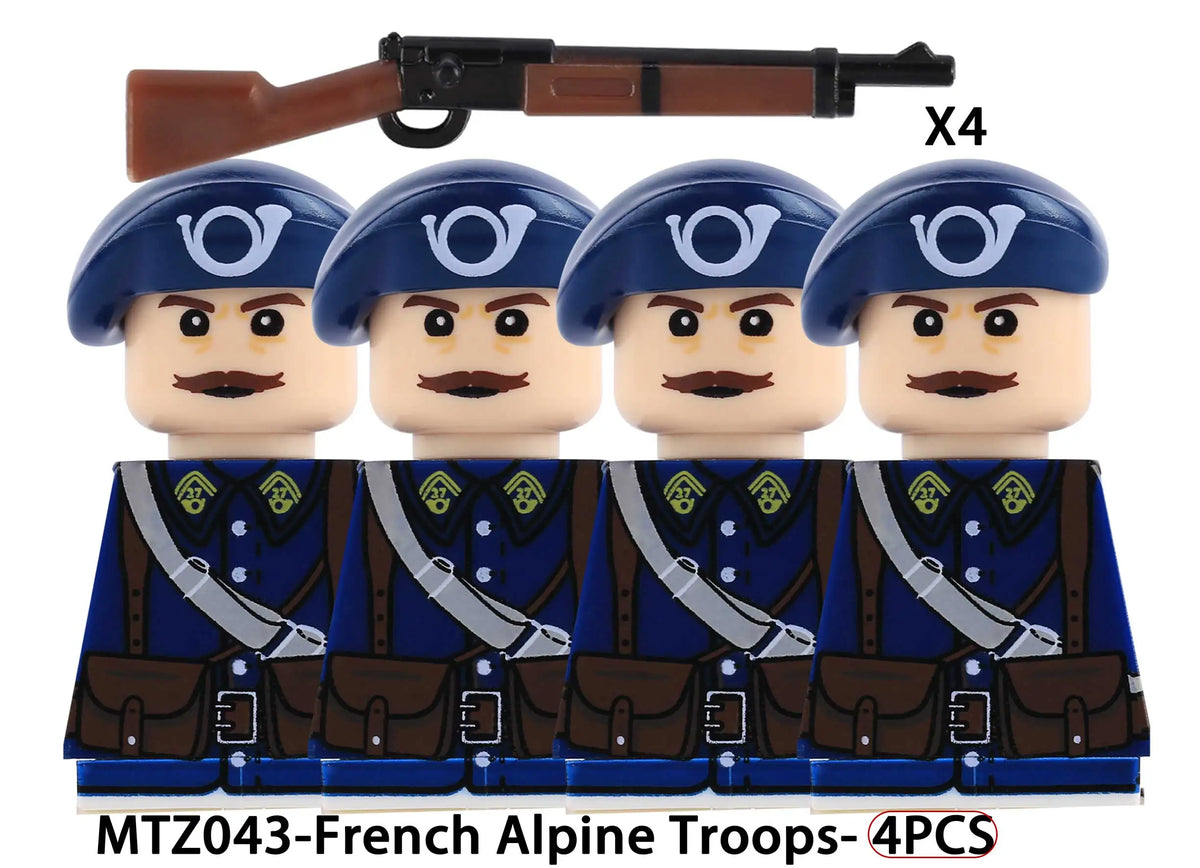 French Infantry Brick Set | WW2 Military Gear | Armor And Gun Kit | Kids Gift