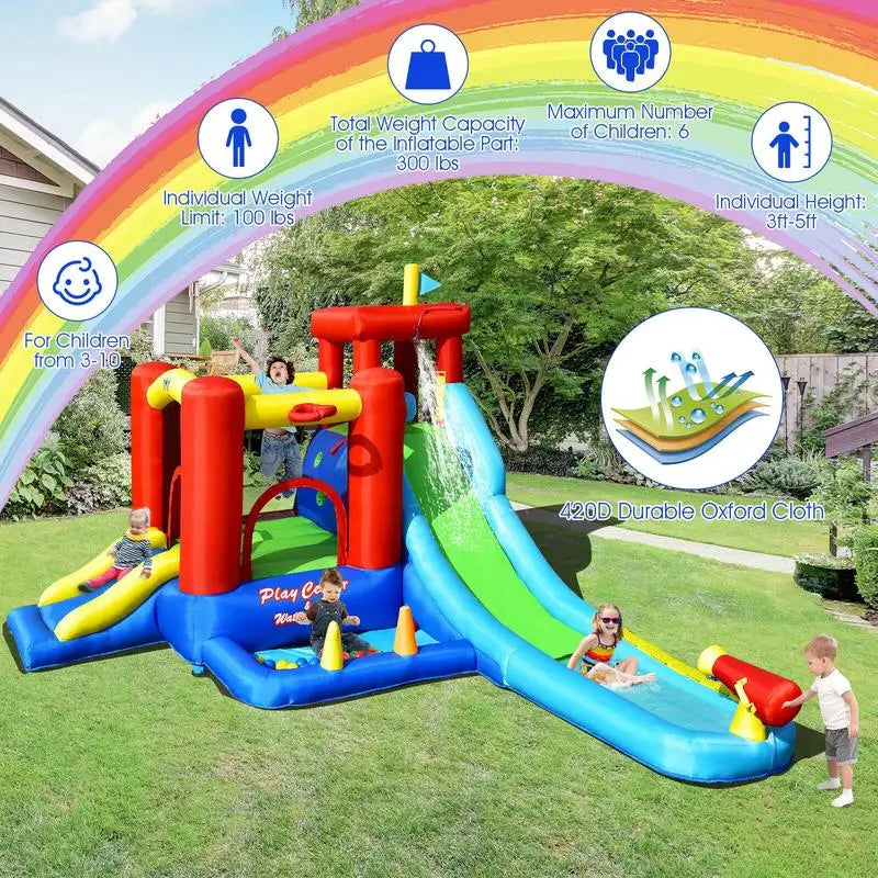 9-in-1 Inflatable Water Slide Bounce House Without Blower