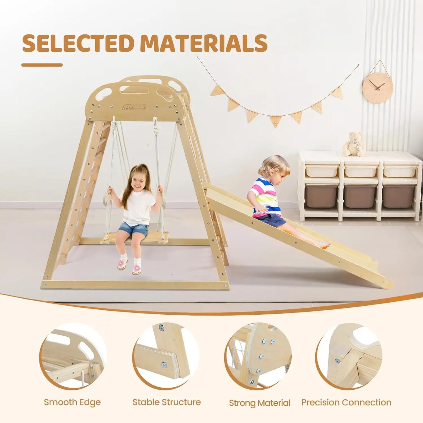 8-in-1 Indoor Jungle Gym For Kids And Toddlers With Swing