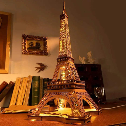 Rolife 3D Wooden Puzzle Eiffel Tower Model Building Kit with LED Light for Home Desk Decor Idea Gift for Adults Kids Friends - ToylandEU