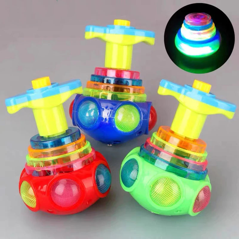 Colorful LED Music Spinning Gyro Toy for Kids - Light-Up Bagged Goodie Filler - ToylandEU