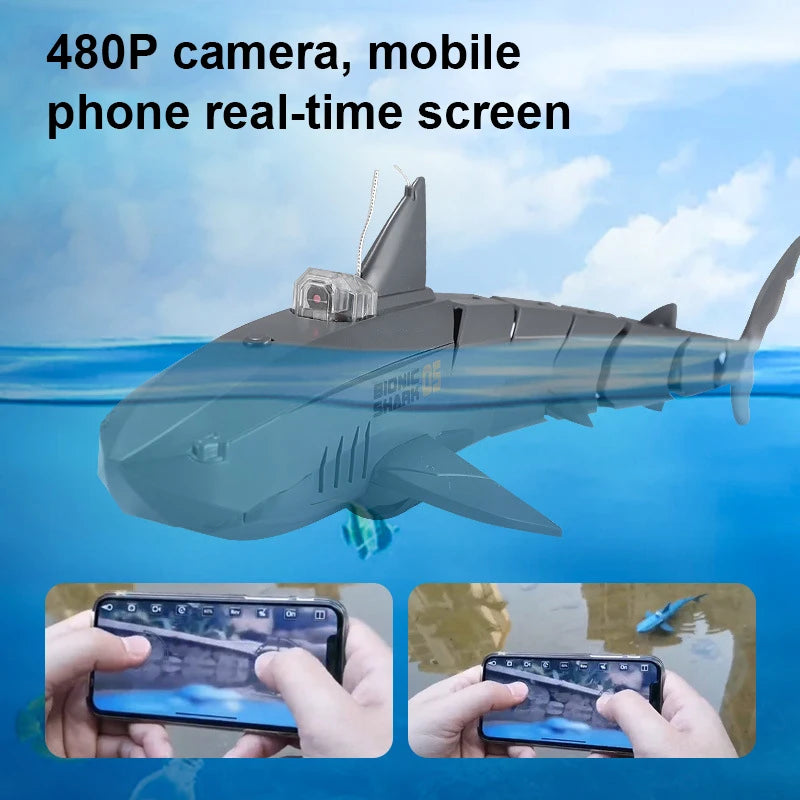 APP 480P camera RC shark boat toy Robot Fish 2.4G radio remote control - ToylandEU