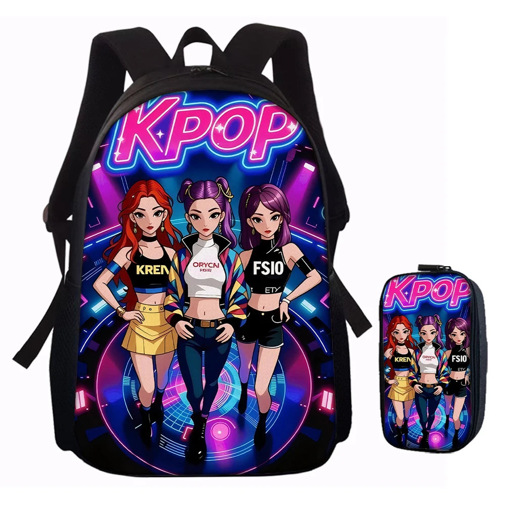 Kpop Group Print Backpack Set Lightweight Large Capacity School Bags