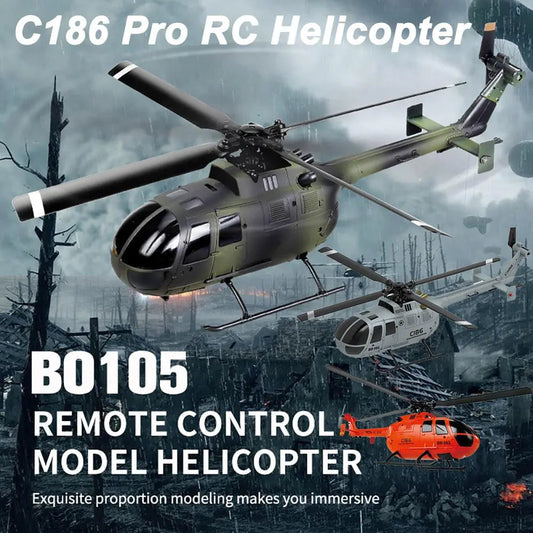 C186 Pro 2.4GHZ Remote Control Helicopter 4CH BO105 6-shaft Gyroscope - ToylandEU