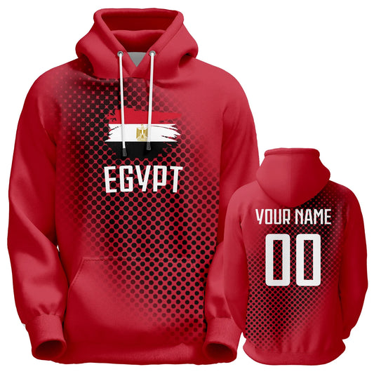 Personalized Egypt Soccer Hoodie with Name & Number - Custom Pullover Sweatshirt for Sports Fans, Men, Women, and Youth