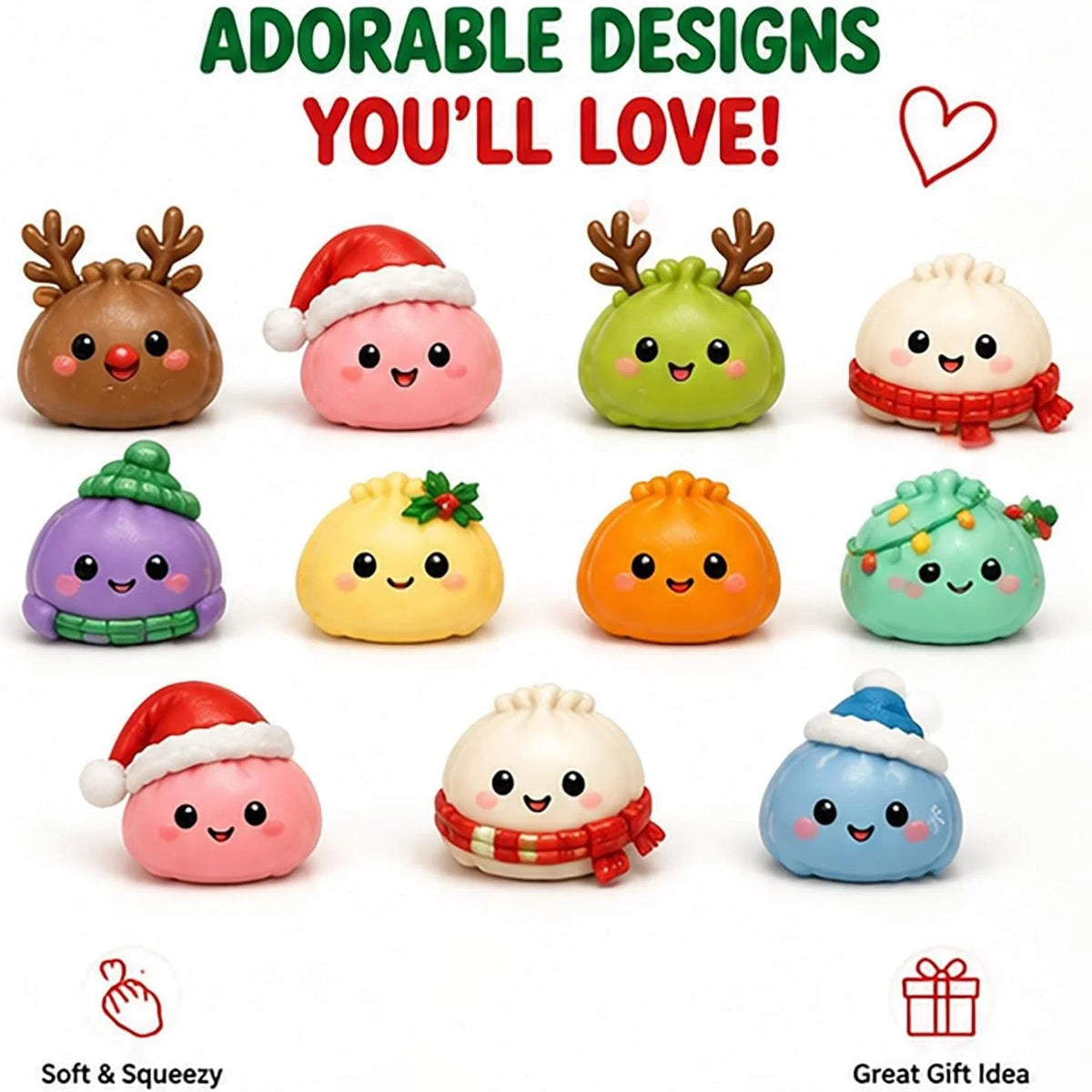 Advent Calendar | 2026 Christmas Squishies | 24 Day Dumpling Squishy Toys | Slow Rising Sensory Decor Gift