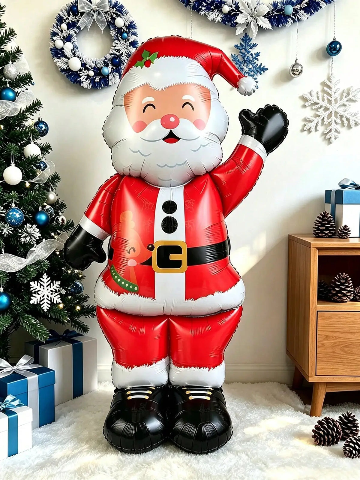 Santa Foil Balloon | 62 Inch Standing | Squinting Face | Holiday Party