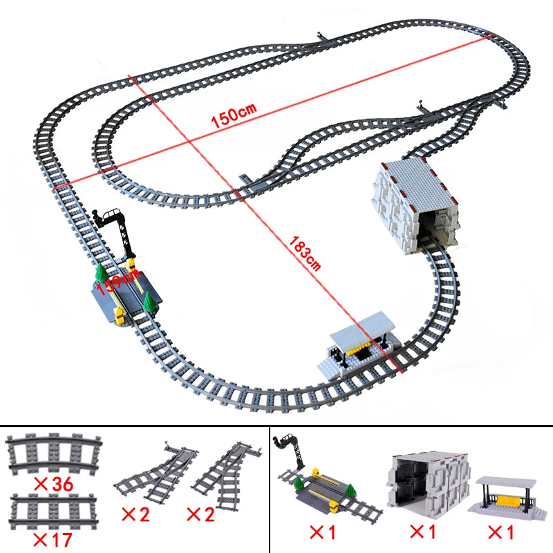 City Train Tracks Building Blocks Kit For Kids DIY Creativity