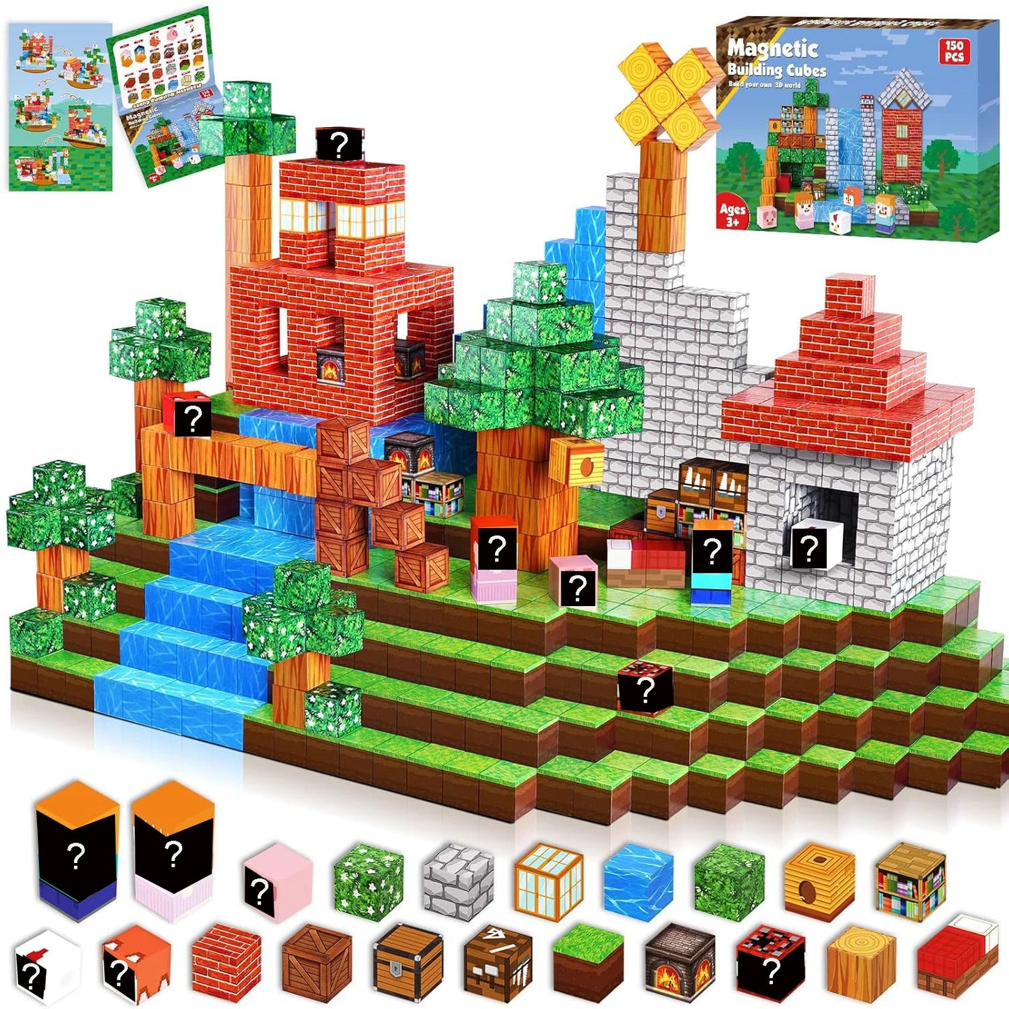 Magnetic Building Blocks | Mine World Cube Set | STEM Toy | Ages 3 Plus