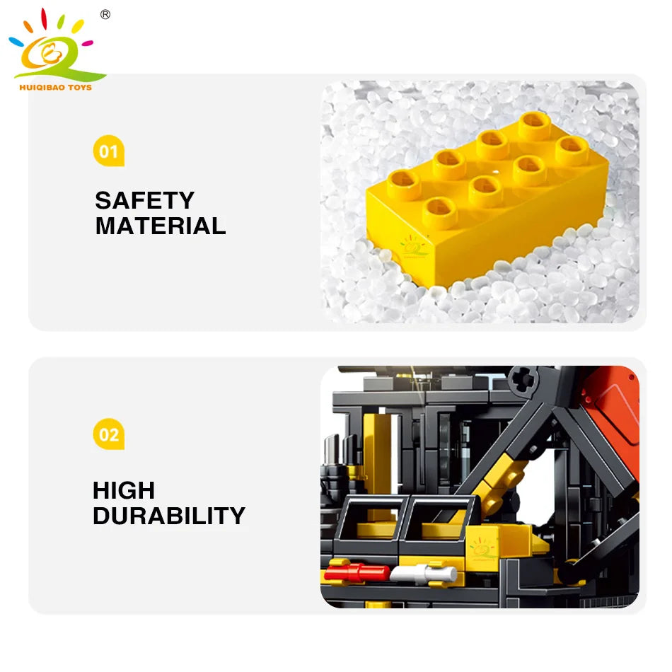 HUIQIBAO 884PCS 4in1 Engineering Piling Machine Building Block Crane - ToylandEU