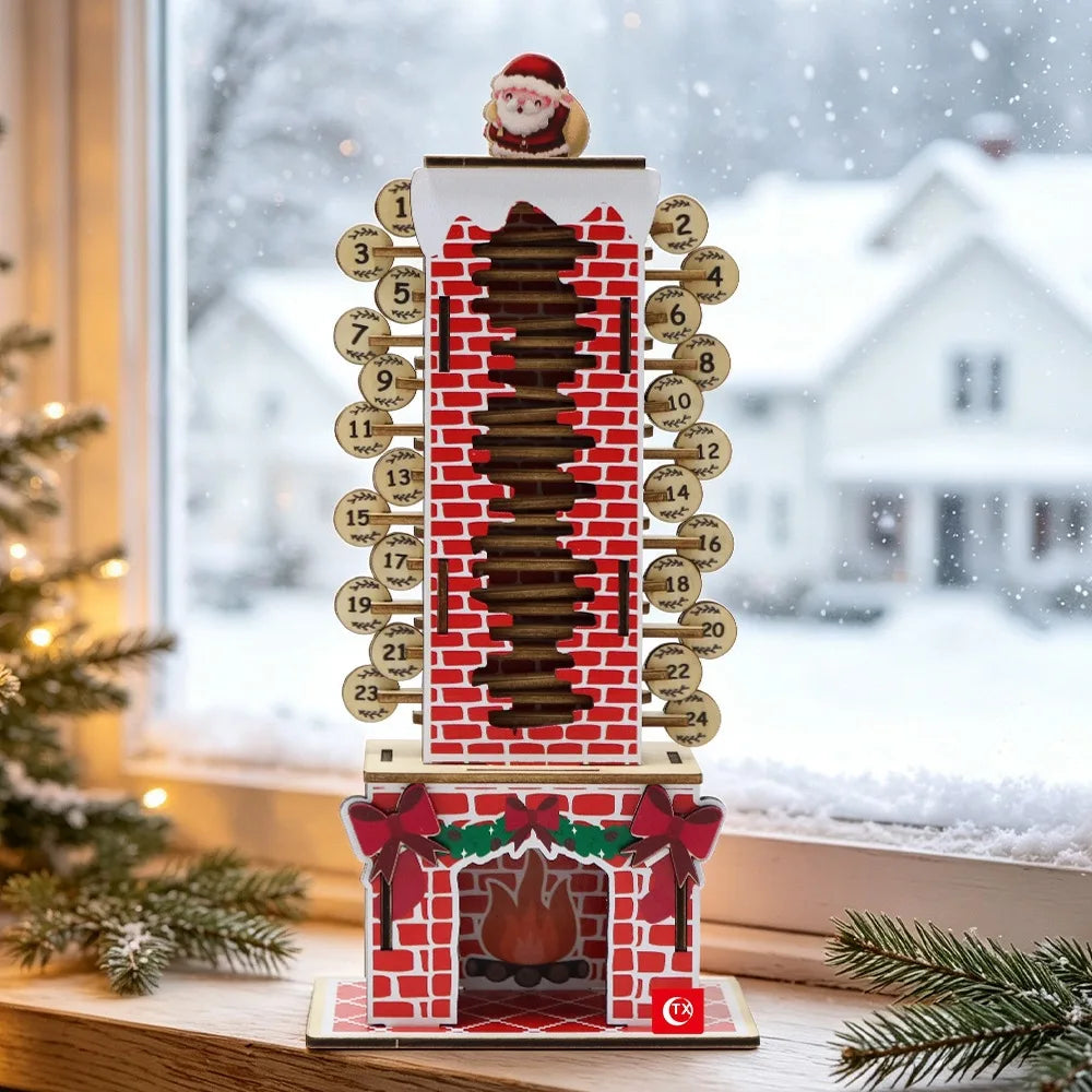 Advent Calendar | 24 Day Wooden Santa Chimney | DIY Tabletop Ornament | Home Desktop Christmas Decor