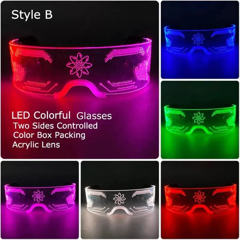 Cool Cyberpunk Visor Glasses LED light up Glasses Luminous futuristic glasses Rave Outfit for Festival Season Party props - ToylandEU