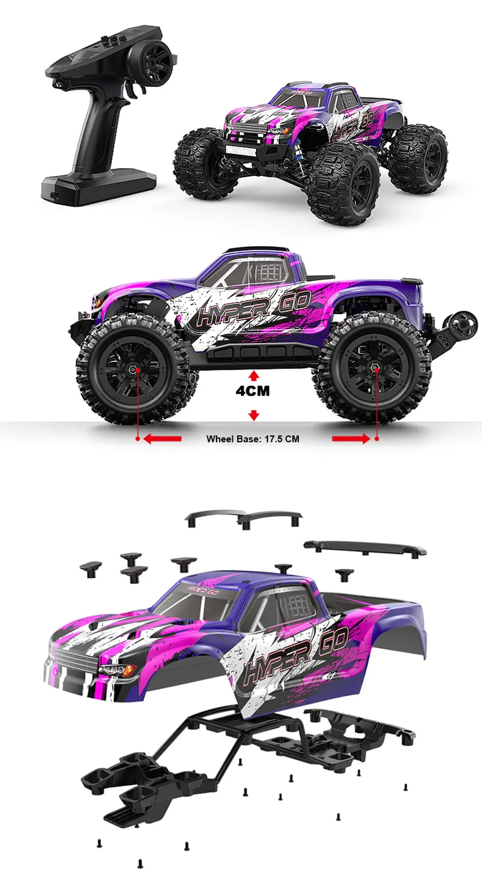 RC MJX Hyper Go H16H V3.0 High-Speed 4WD Off-Road Remote Control Truck with GPS