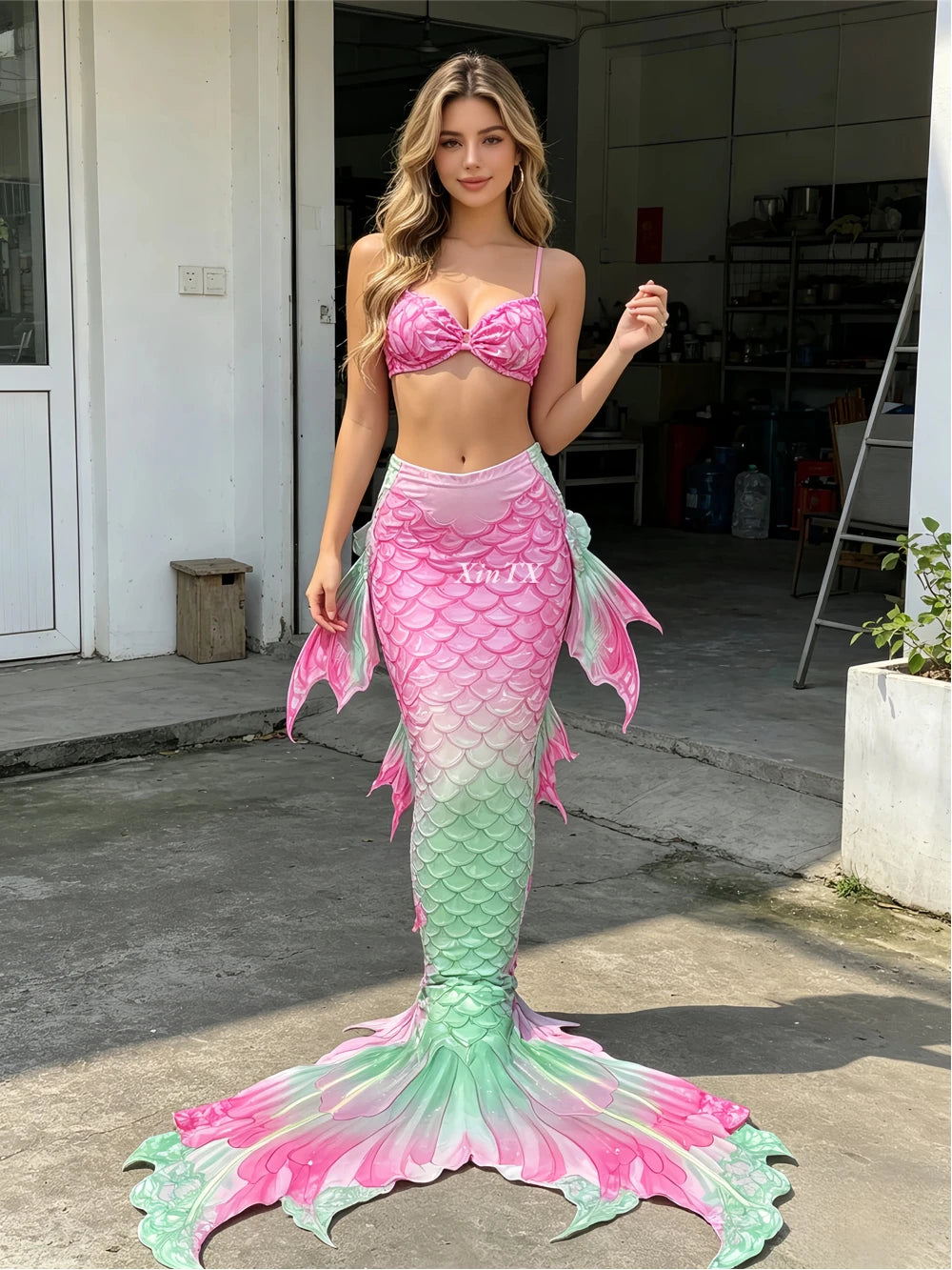 Mermaid Tail Swimsuit Set | Polyester Elastane | Includes Bra Top And Tail