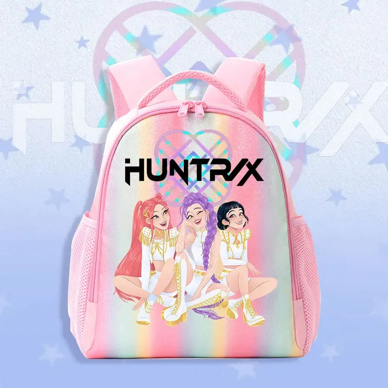 K Pop Demon Hunters Kids Backpack Rainbow Shoulder Bag