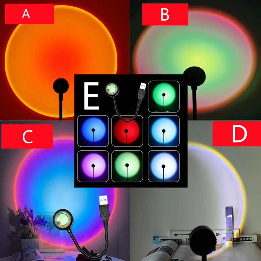 LED Sunset Lamp | USB Powered | Mushroom Design | Bedroom Decor