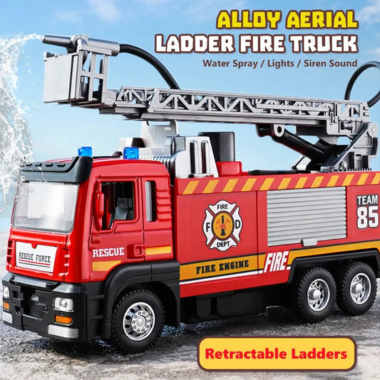 Alloy Fire Truck with Water-Spraying Sound and Light