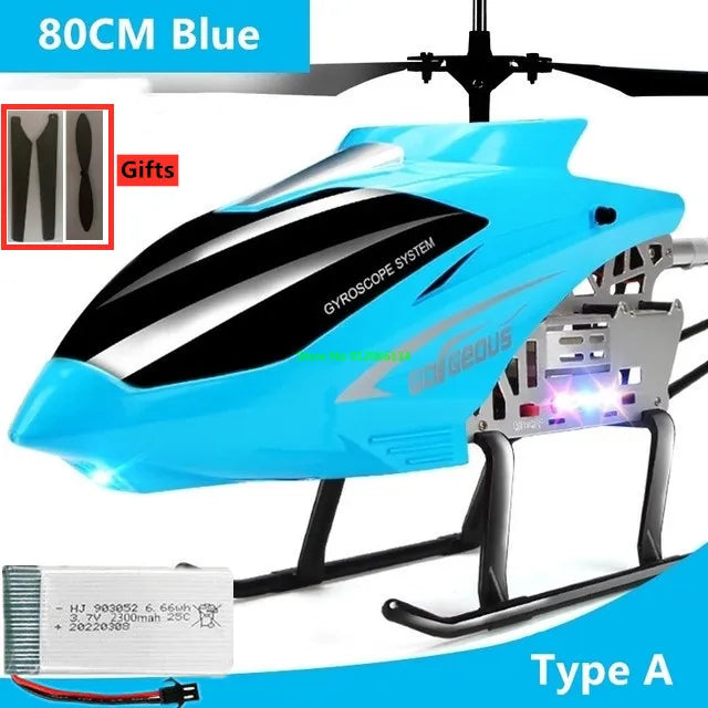 RC 150M Remote Control Large Alloy Electric Helicopter Drone Toy with LED Lights and Anti-Fall Design