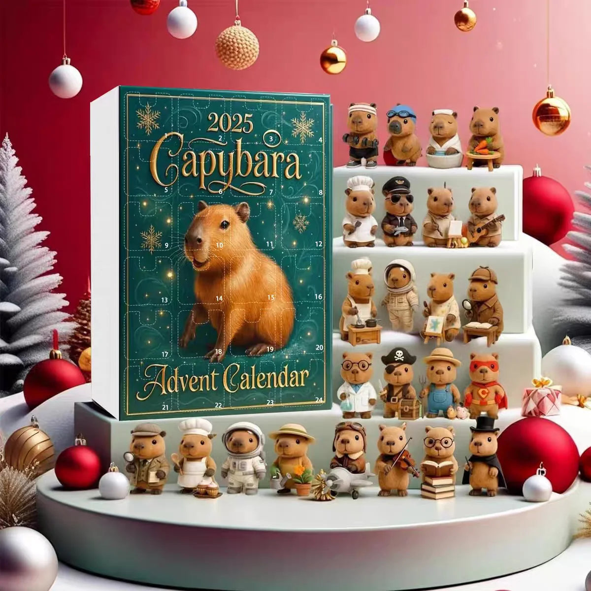 Advent Calendar | Capybara Pendants | 24 Day 2D Acrylic Hanging Ornaments | Christmas Tree Decor Gift