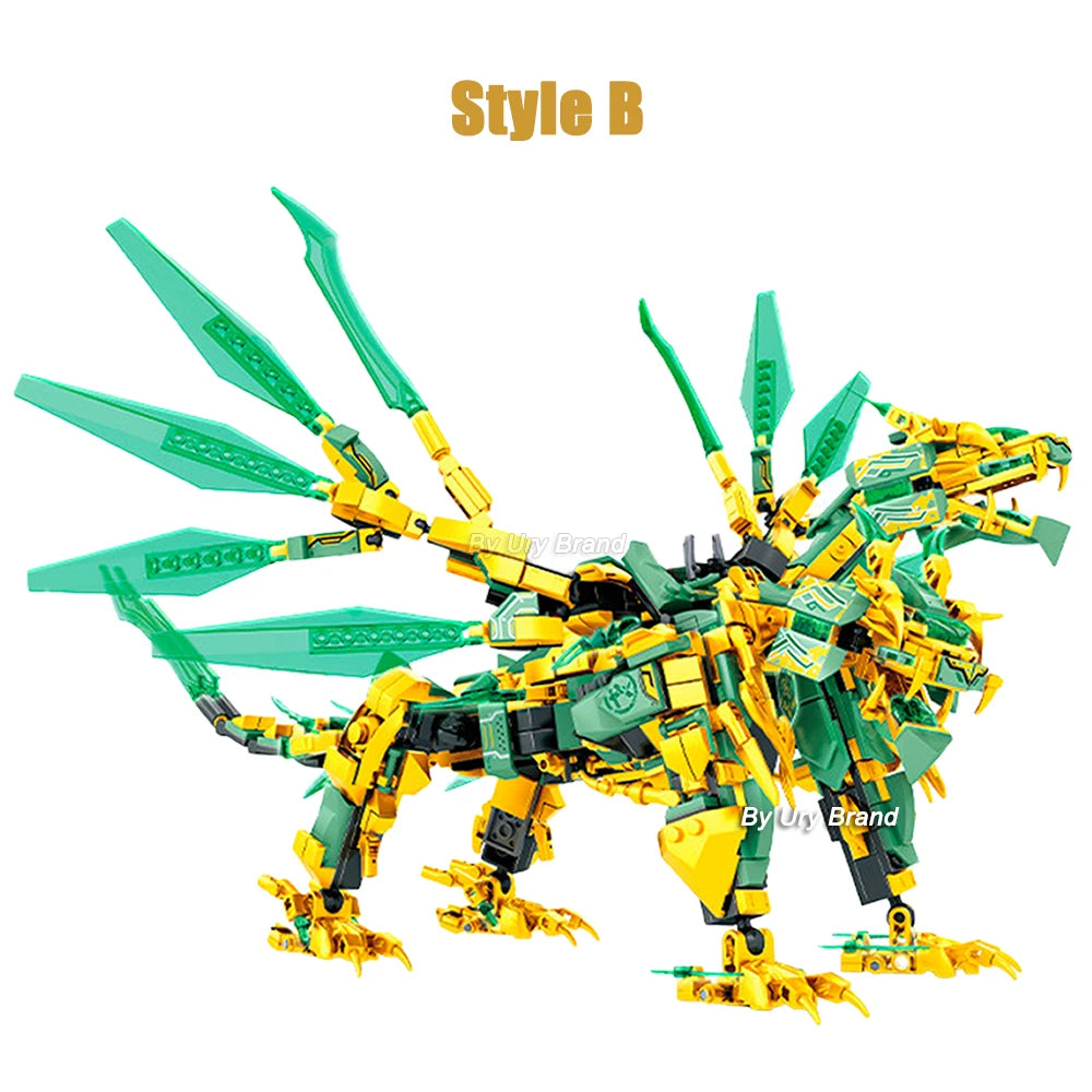 Ninja Golden Warrior Robot Mech with Flying Dragons - ToylandEU