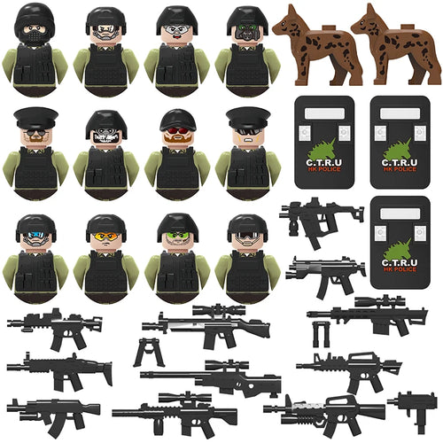 Military Army and Police Building Blocks Figures Set, including WW2 Soldier and SWAT Officer Toys ToylandEU.com Toyland EU